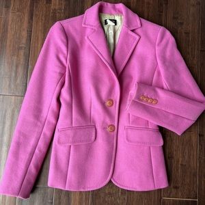 J Crew Lexington Thick Wool 2 Button Blazer Jacket Pink Size 0 Enameled Buttons